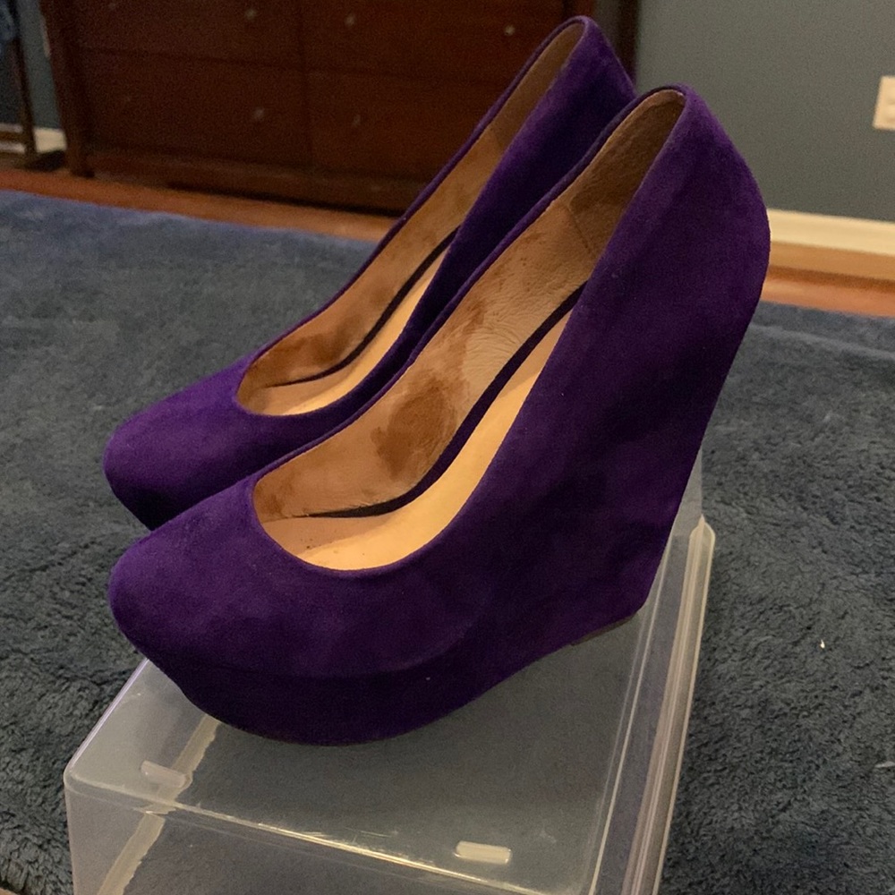Aldo purple suede platform wedges